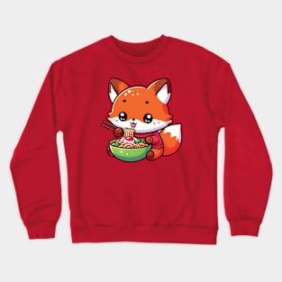 Fox eating ramen Crewneck Sweatshirt